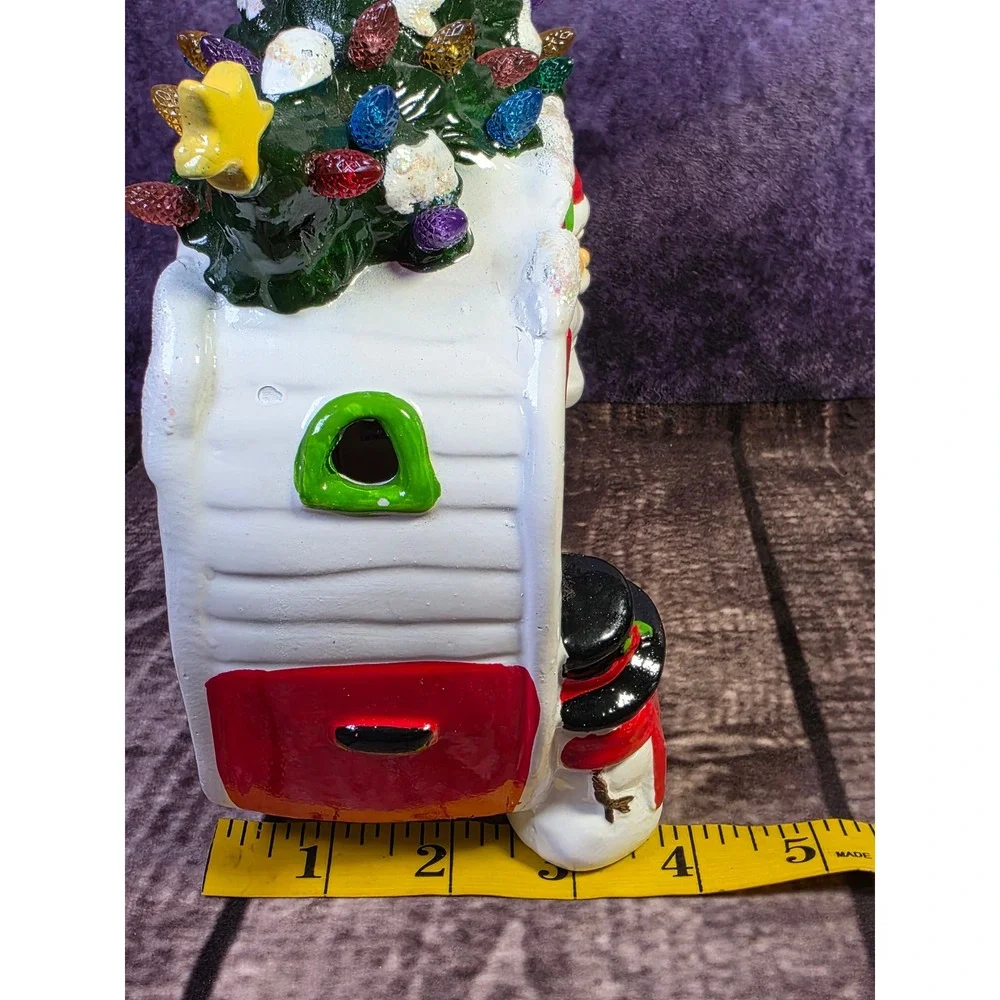 Christmas Camper LED Light Up Ceramic Decor Santa Snowman Tree Retro Trailer 8in